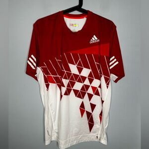Adidas Mens Adizero Climacool Tennis Court Shirt Geometric Red White Size Medium